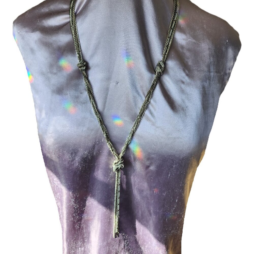 BFD Silver & Black Tones Multi Strand Chain Tassel Necklace
